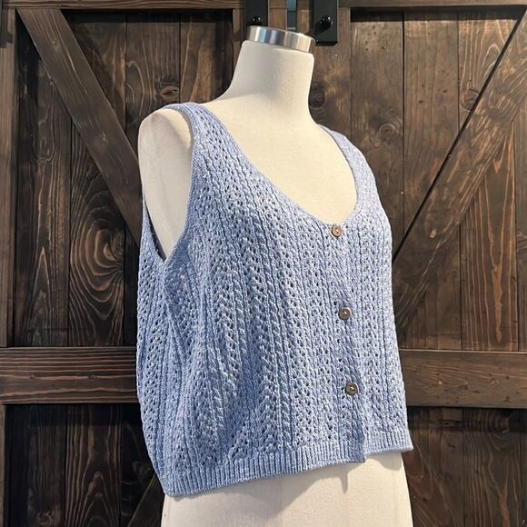 Nwt Frye BUTTON-UP POINTELLE  knitted crop TANK XL - Picture 3 of 9